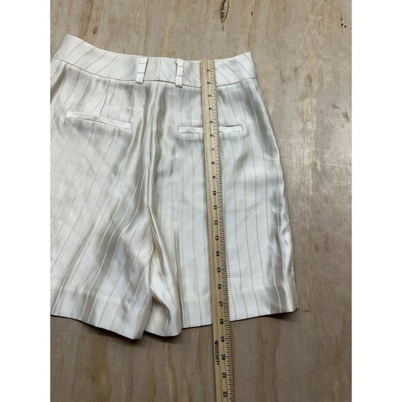 Reiss Lilea Satin Shorts Ivory Sz 6 Cream Pinstripe High Rise Classy Tailored - Picture 6 of 7
